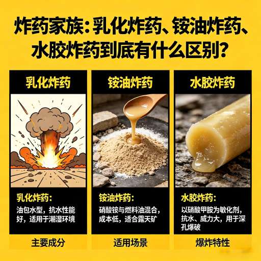 盘锦炸药家族：乳化炸药、铵油炸药、水胶炸药到底有什么区别？